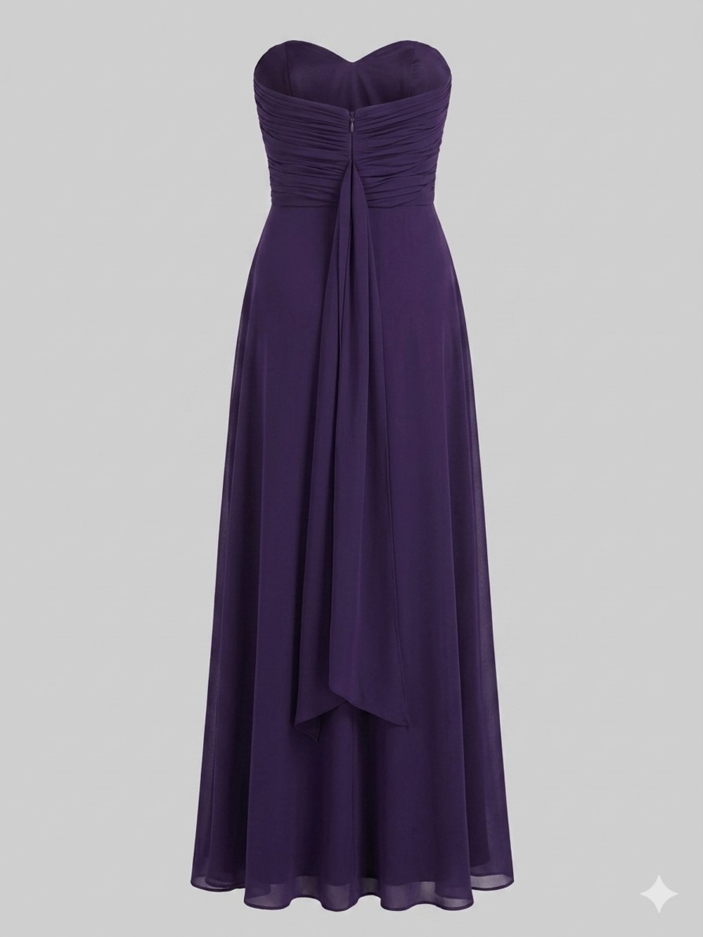 Allure Bridals Bridesmaids 1267 Eggplant Chiffon Strapless Gown Dress 10 - Picture 3 of 10